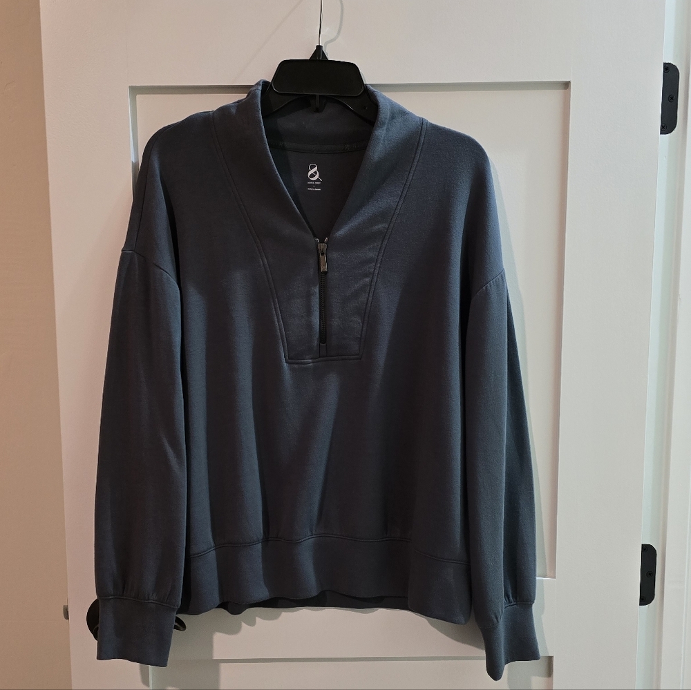 Lou & Grey Women's Charcoal Zip-Up Sweater